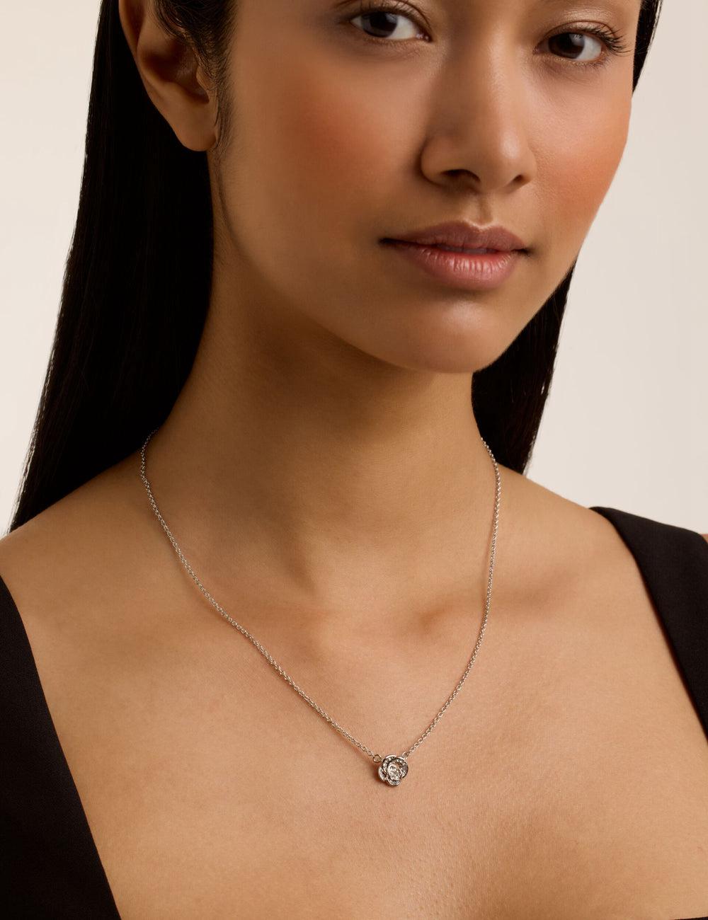 Silver Women Ted Baker FLORITA - Crystal Flower Pendant Necklaces | SA  YEN-207395
