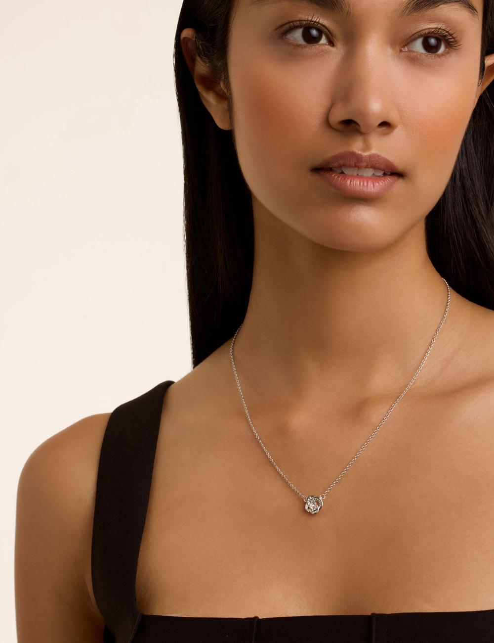 Silver Women Ted Baker FLORITA - Crystal Flower Pendant Necklaces | SA  YEN-207395