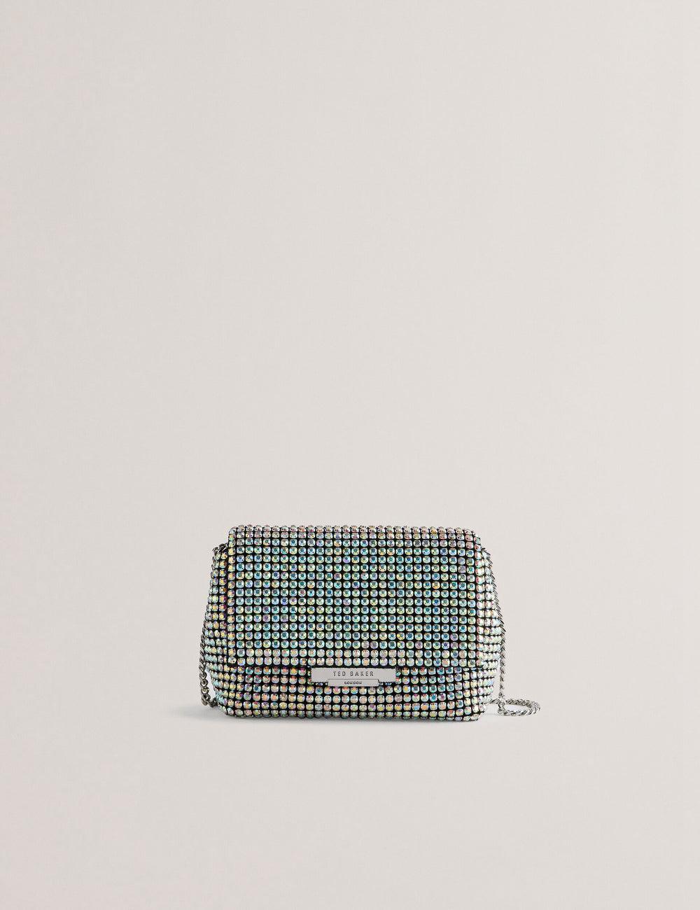 Silver Women Ted Baker GLITERS - Crystal Embellished Mini Crossbody Bags | SA  OSB-957283