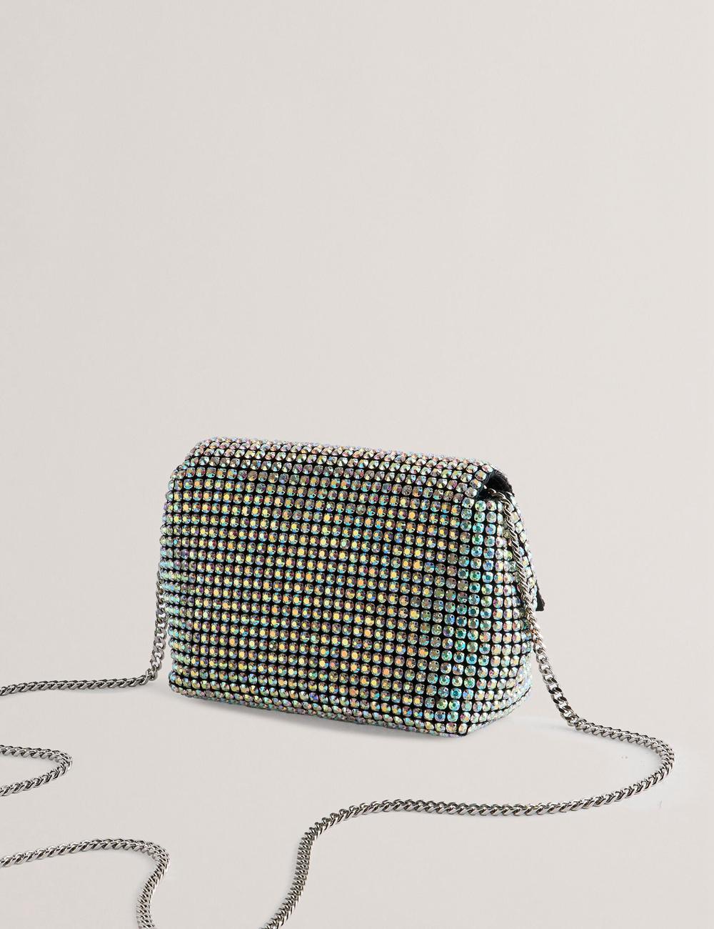 Silver Women Ted Baker GLITERS - Crystal Embellished Mini Crossbody Bags | SA  OSB-957283