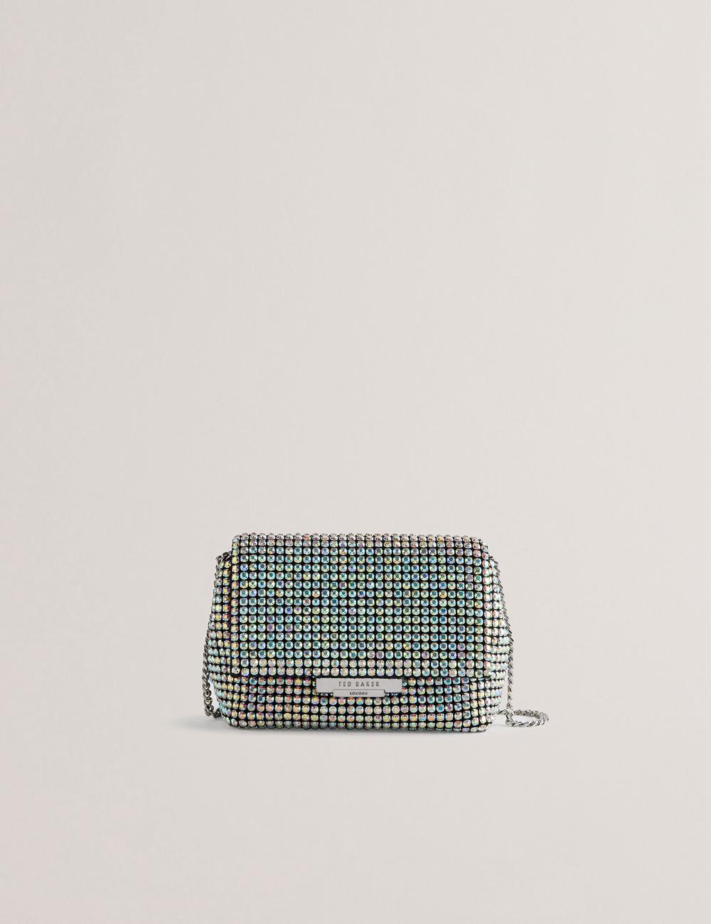 Silver Women Ted Baker GLITERS - Crystal Embellished Mini Crossbody Bags | SA  OSB-957283