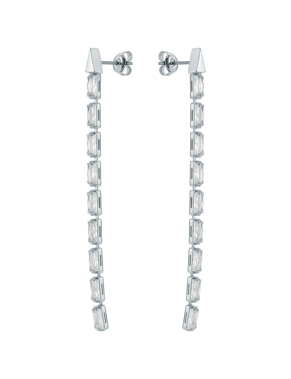 Silver Women Ted Baker ISALIE - Baguette Crystal Long Drop Earrings | SA  TOZ-290463