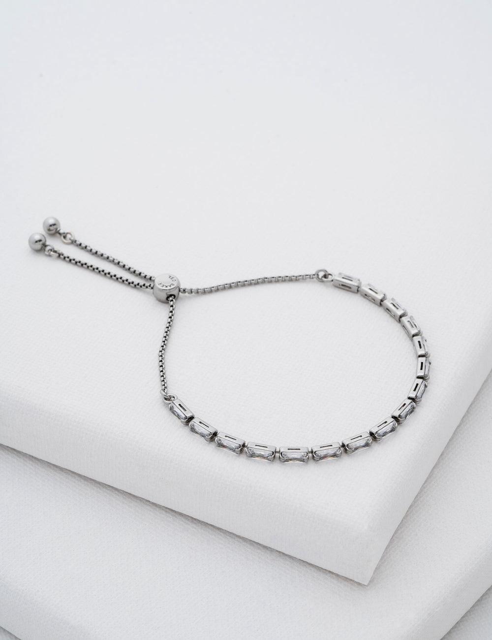 Silver Women Ted Baker ISELA - Baguette Crystal Slider Tennis Bracelets | SA  ZNS-805376