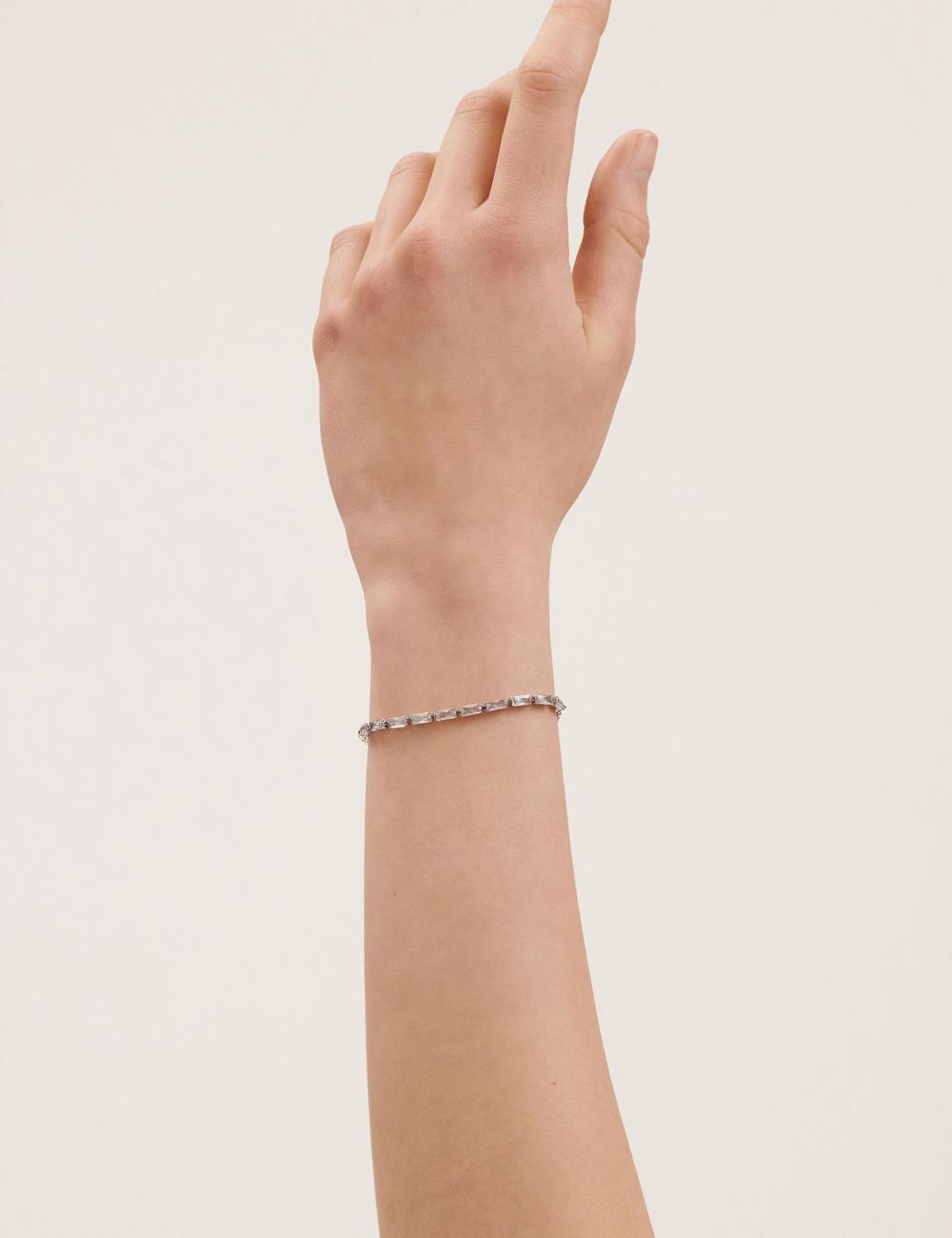 Silver Women Ted Baker ISELA - Baguette Crystal Slider Tennis Bracelets | SA  ZNS-805376