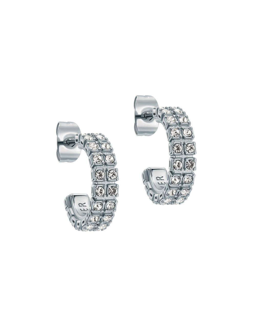 Silver Women Ted Baker MELLRIE - Double Row Crystal Hoop Earrings | SA  WDX-485927