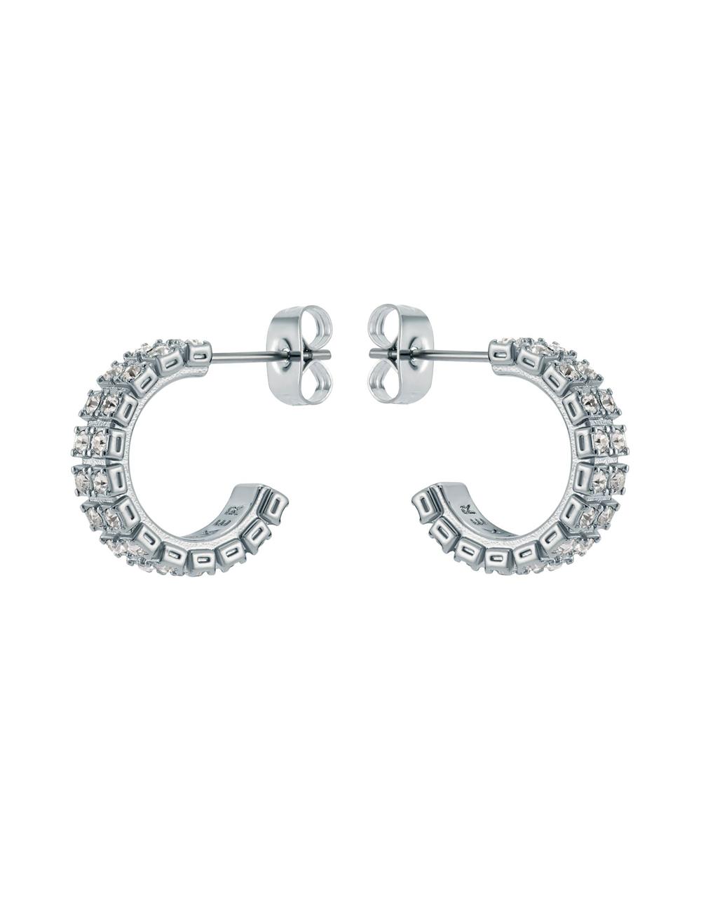 Silver Women Ted Baker MELLRIE - Double Row Crystal Hoop Earrings | SA  WDX-485927