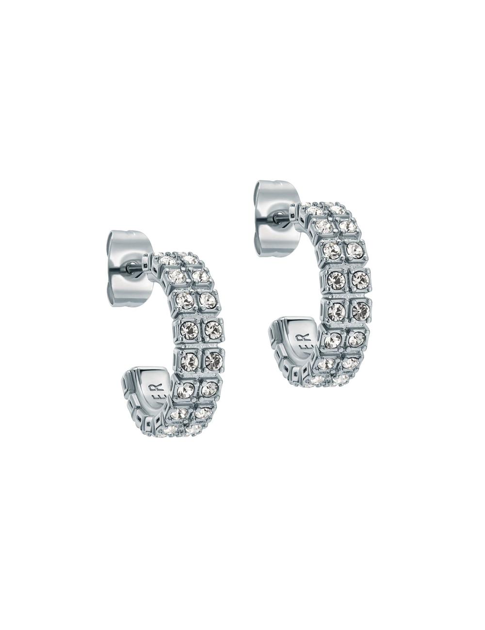 Silver Women Ted Baker MELLRIE - Double Row Crystal Hoop Earrings | SA  WDX-485927