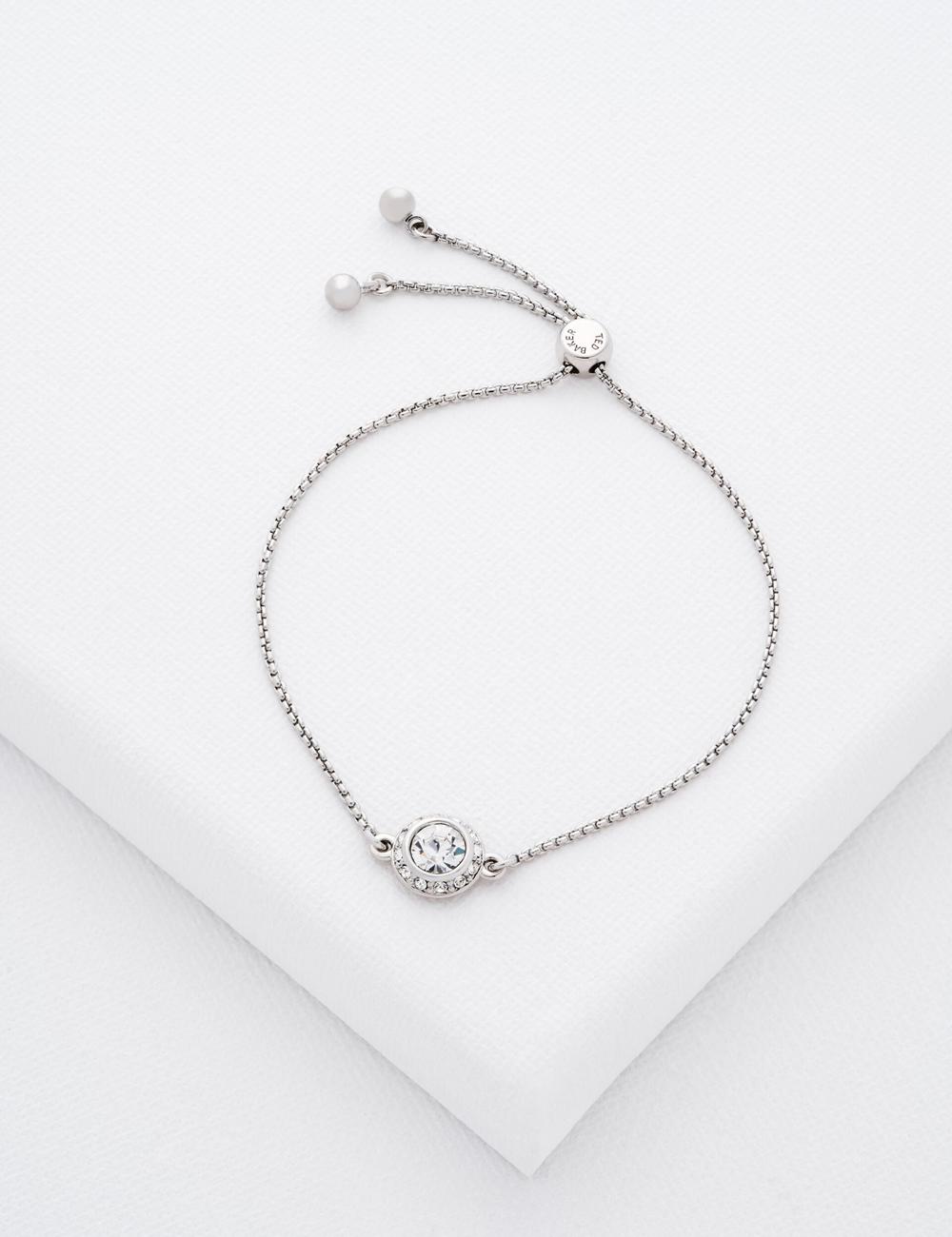 Silver Women Ted Baker SOLETA - Solitaire Sparkle Crystal Adjustable Bracelets | SA  GTO-659370