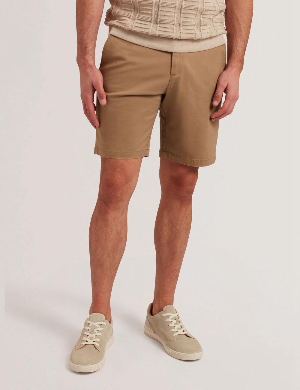Tan Men Ted Baker BARNHAM - Regular Fit Cotton Blend Chino Shorts | SA  WVS-279068
