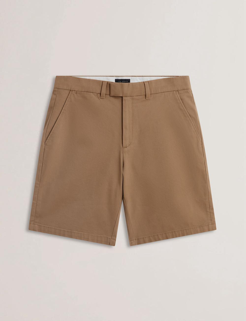 Tan Men Ted Baker BARNHAM - Regular Fit Cotton Blend Chino Shorts | SA  WVS-279068