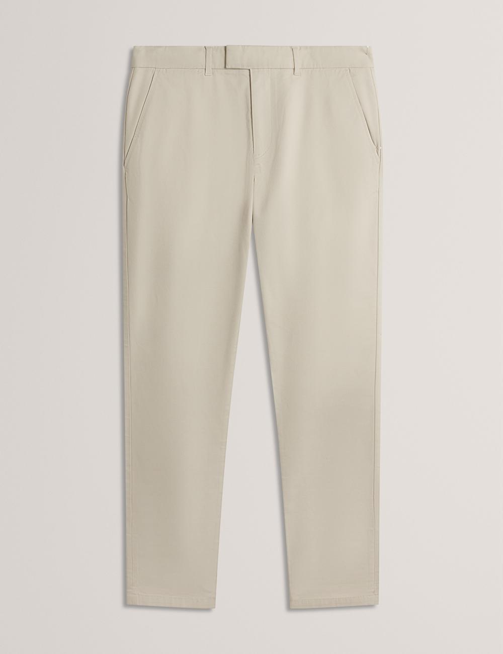 Tan Men Ted Baker BATFORD - Slim Fit Cotton Blend Chinos Trousers | SA  JSD-714598