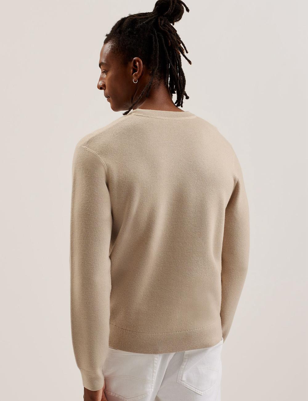 Taupe Men Ted Baker OLMSTE - Boucle Wool Blend Crew Neck Jumpers | SA  WLC-280459