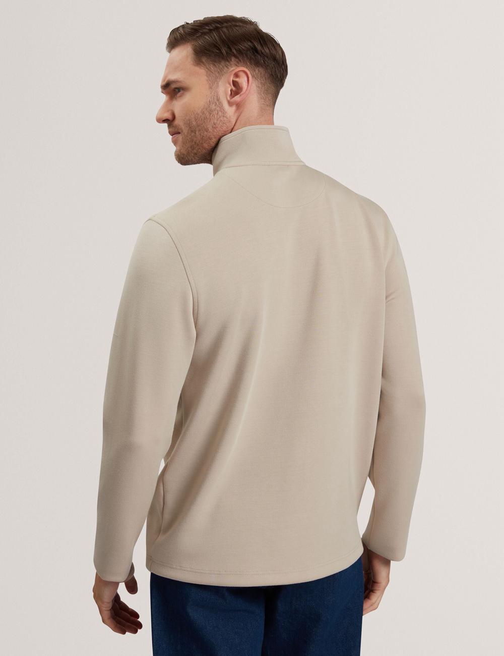 Taupe Men Ted Baker SIMONEA - Textured Panel Half-Zip Modal Sweatshirts | SA  AJB-641752