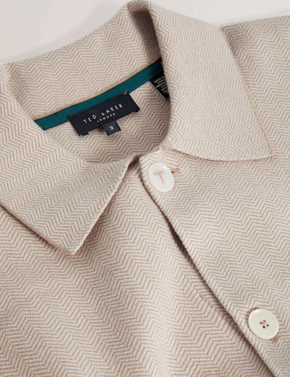 Taupe Men Ted Baker THIMON - Herringbone Knit Button-Up Jackets | SA  ZCU-617324
