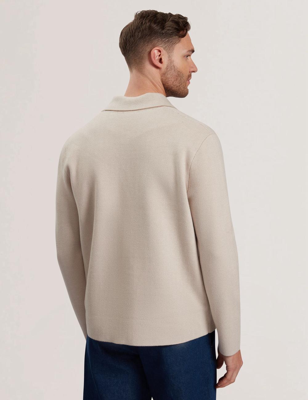 Taupe Men Ted Baker THIMON - Herringbone Knit Button-Up Jackets | SA  ZCU-617324