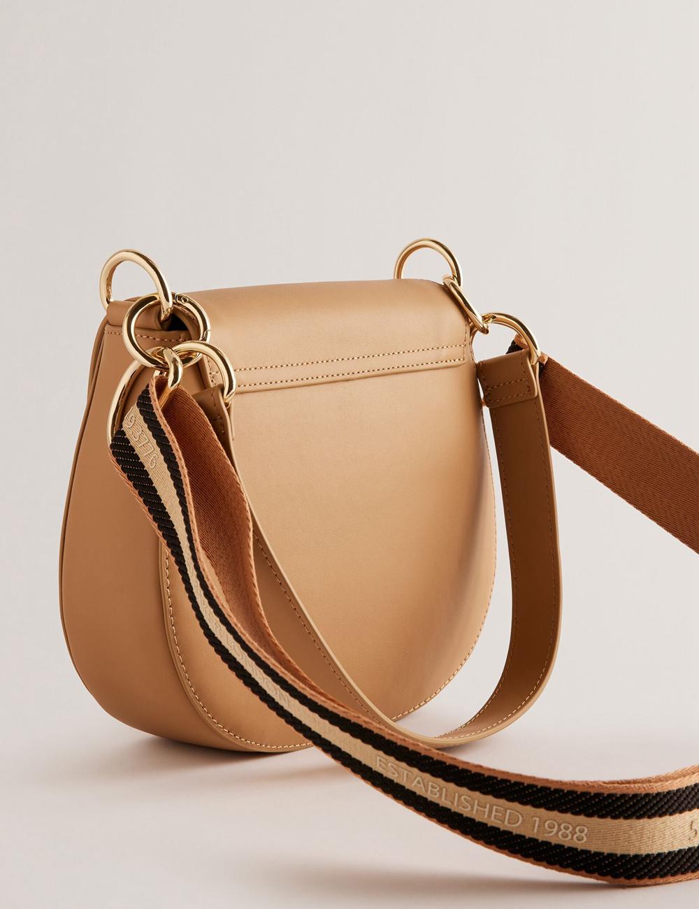 Taupe Women Ted Baker DARCELL - Leather Webbing Crossbody Satchel Satchel Bags | SA  TAS-630712