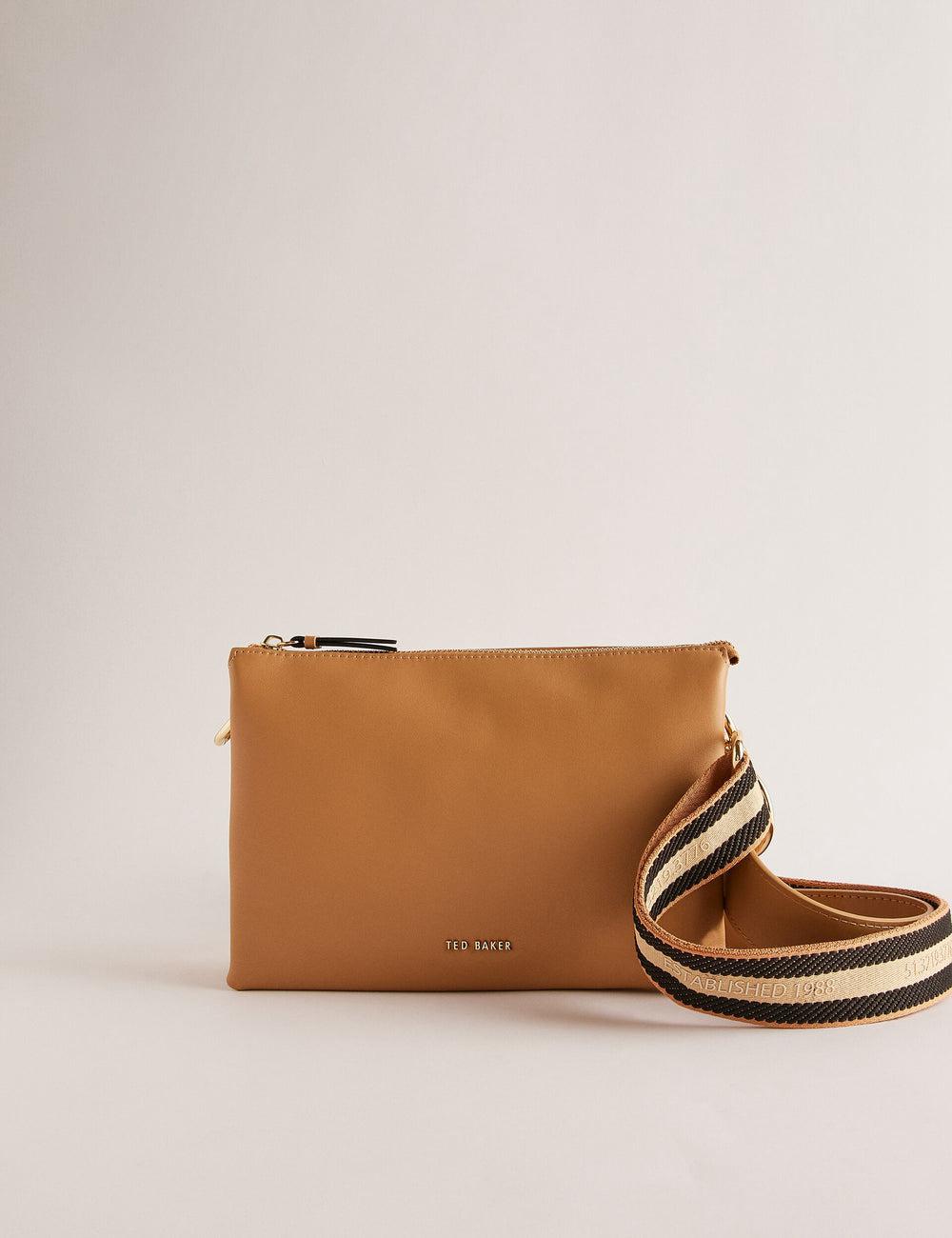 Taupe Women Ted Baker DARCEYY - Leather With Webbing Strap Crossbody Bags | SA  KUH-167258