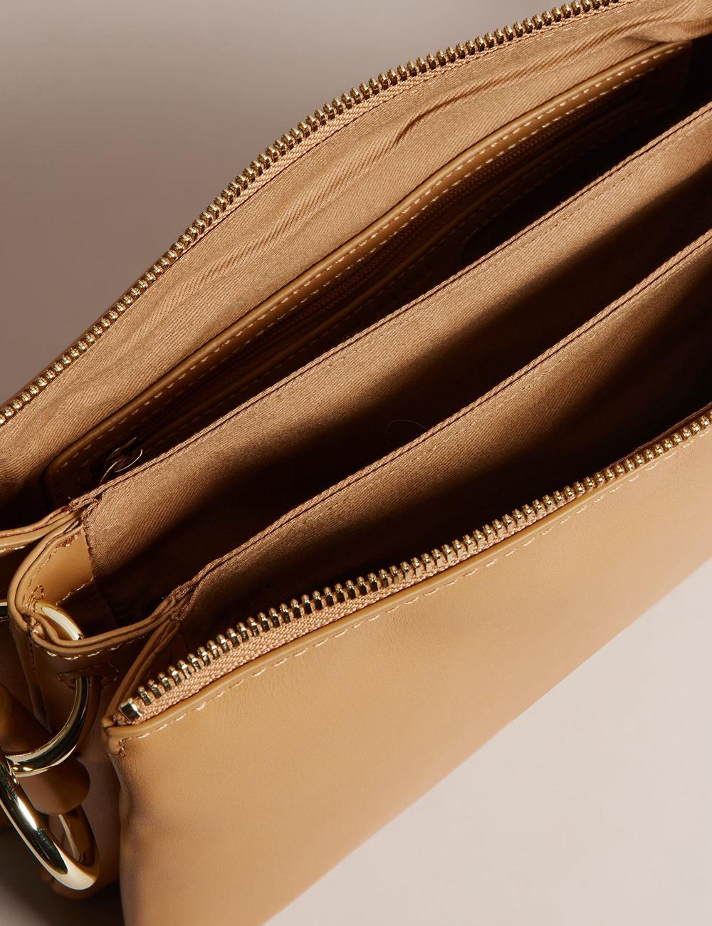 Taupe Women Ted Baker DARCEYY - Leather With Webbing Strap Crossbody Bags | SA  KUH-167258