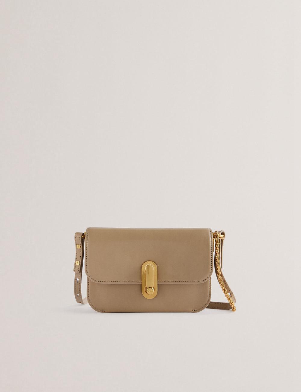 Taupe Women Ted Baker KKAYSA - Leather Twist Lock Small Crossbody Bags | SA  HRP-058714