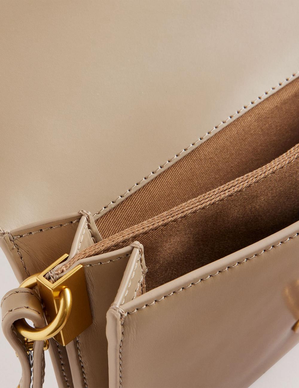 Taupe Women Ted Baker KKAYSA - Leather Twist Lock Small Crossbody Bags | SA  HRP-058714