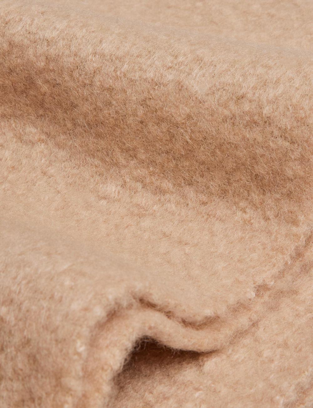Taupe Women Ted Baker SHELMAS - Fluffy Wool Blend Blanket Knitted Scarves | SA  JMD-127950