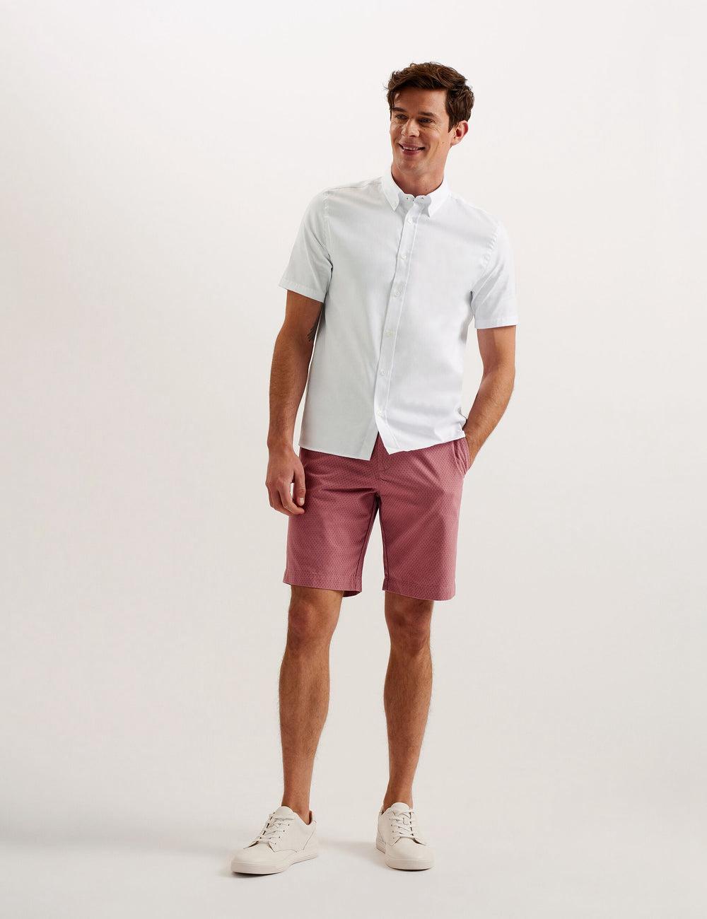 White Men Ted Baker ALDGTE - Short Sleeve Cotton Oxford Casual Shirts | SA  GVO-892437
