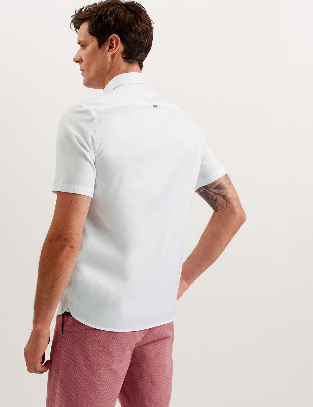 White Men Ted Baker ALDGTE - Short Sleeve Cotton Oxford Casual Shirts | SA  GVO-892437