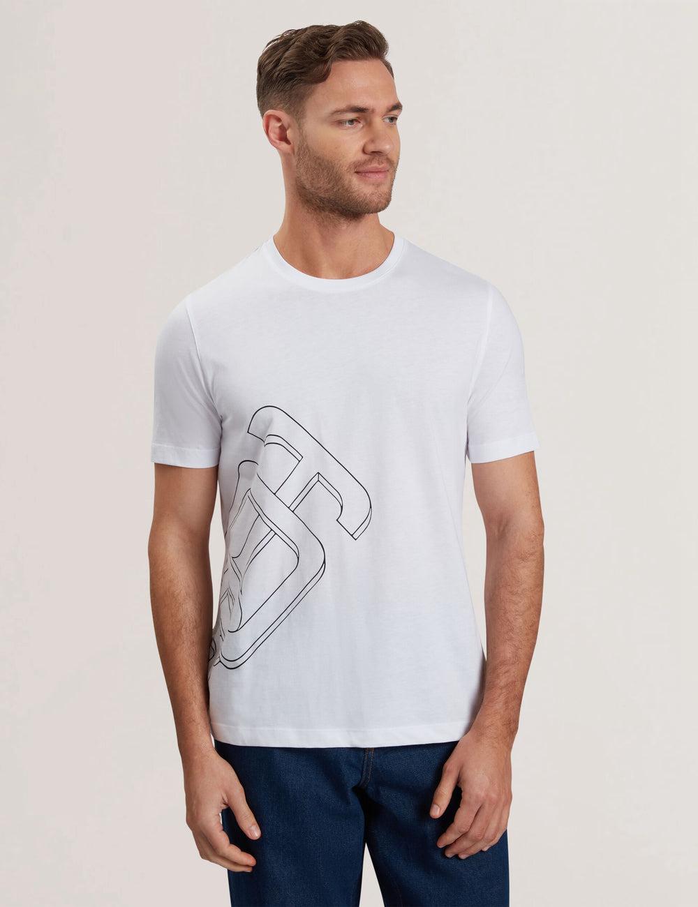 White Men Ted Baker CRAIGEY - Logo Graphic Crew Neck Cotton T-Shirts | SA  WTE-694387