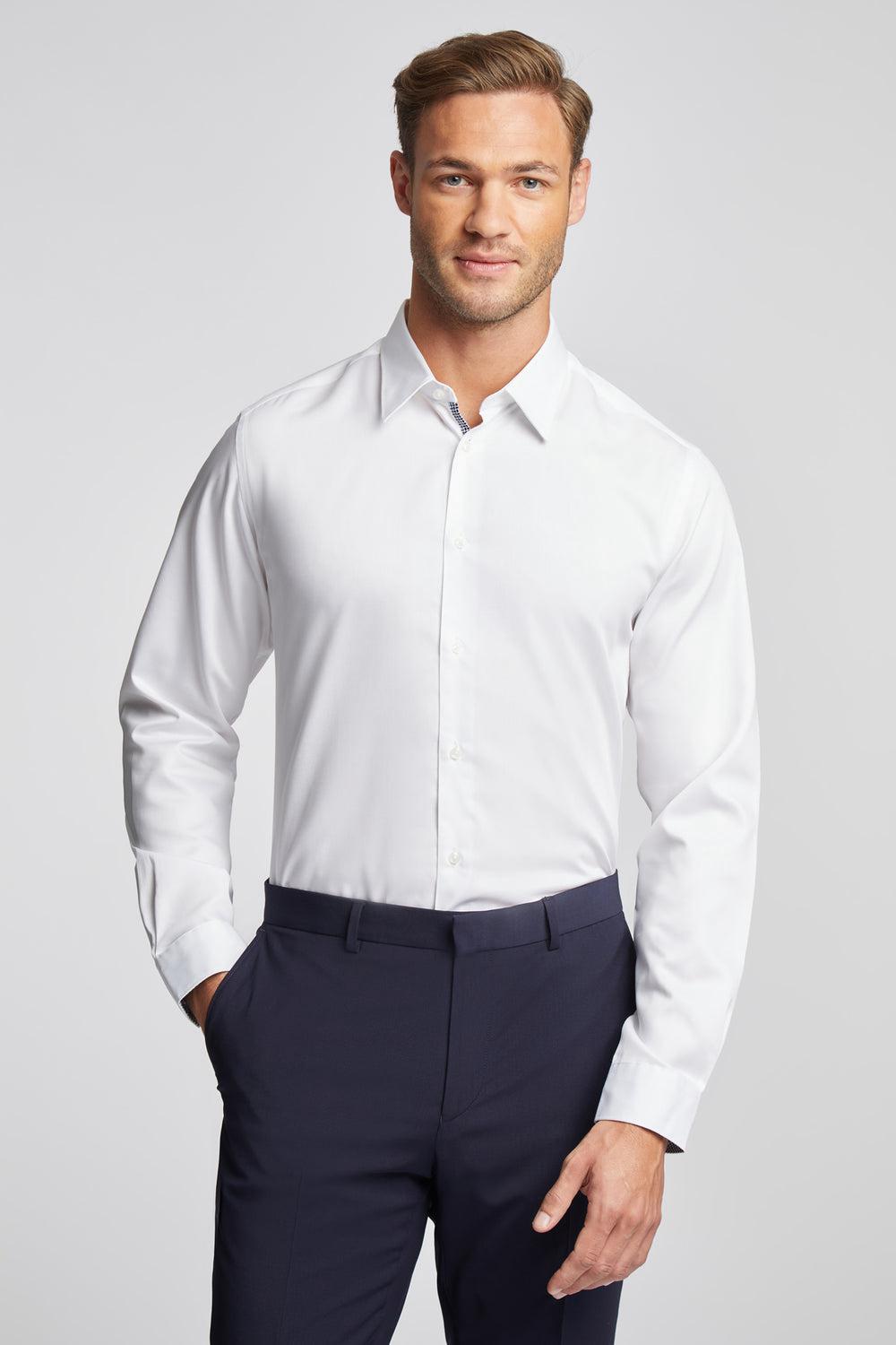 White Men Ted Baker HOLMES - Slim Fit Plain Cotton Formal Shirts | SA  TSW-486507