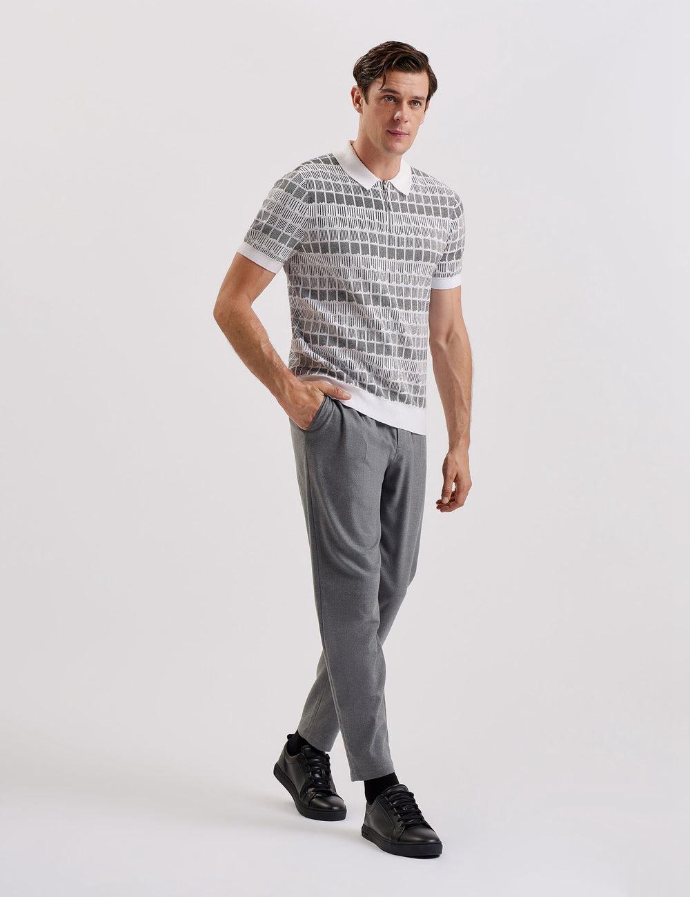 White Men Ted Baker LEVERS - Ombre Jacquard Zip Neck Polos Shirts | SA  TBE-462583