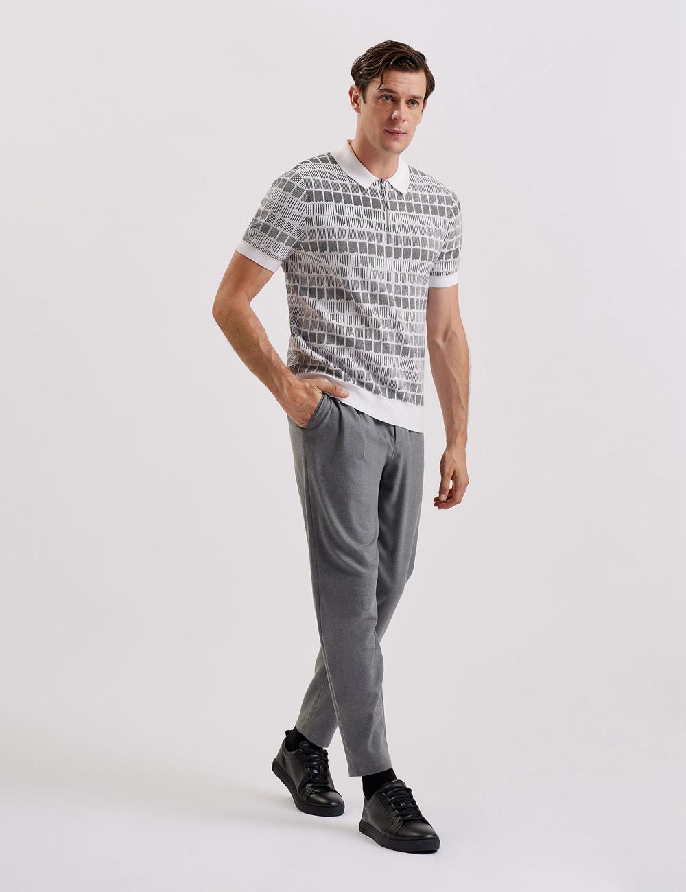 White Men Ted Baker LEVERS - Ombre Jacquard Zip Neck Polos Shirts | SA  TBE-462583