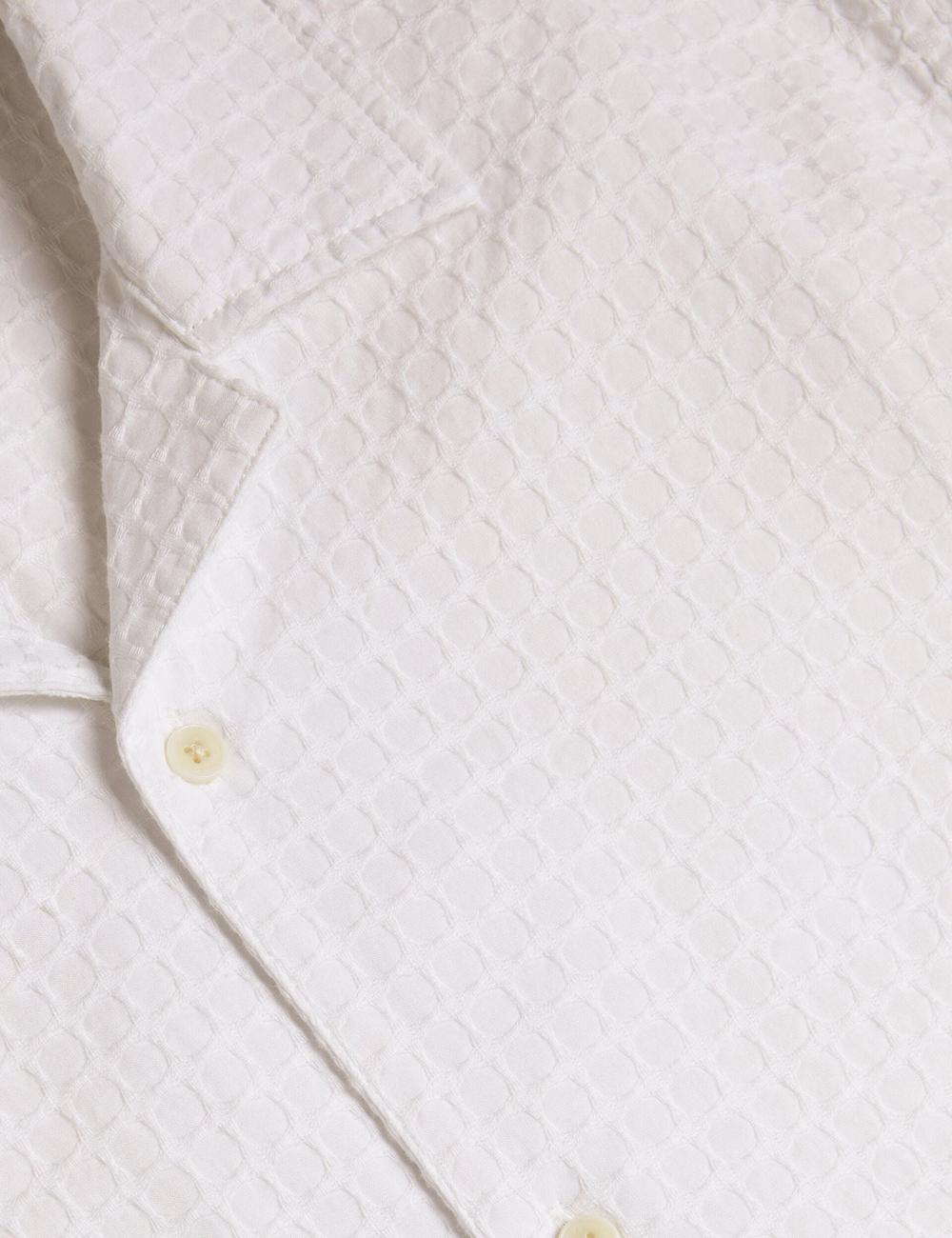White Men Ted Baker OISE - Textured Grid Cotton Short Sleeve Casual Shirts | SA  XTG-418692