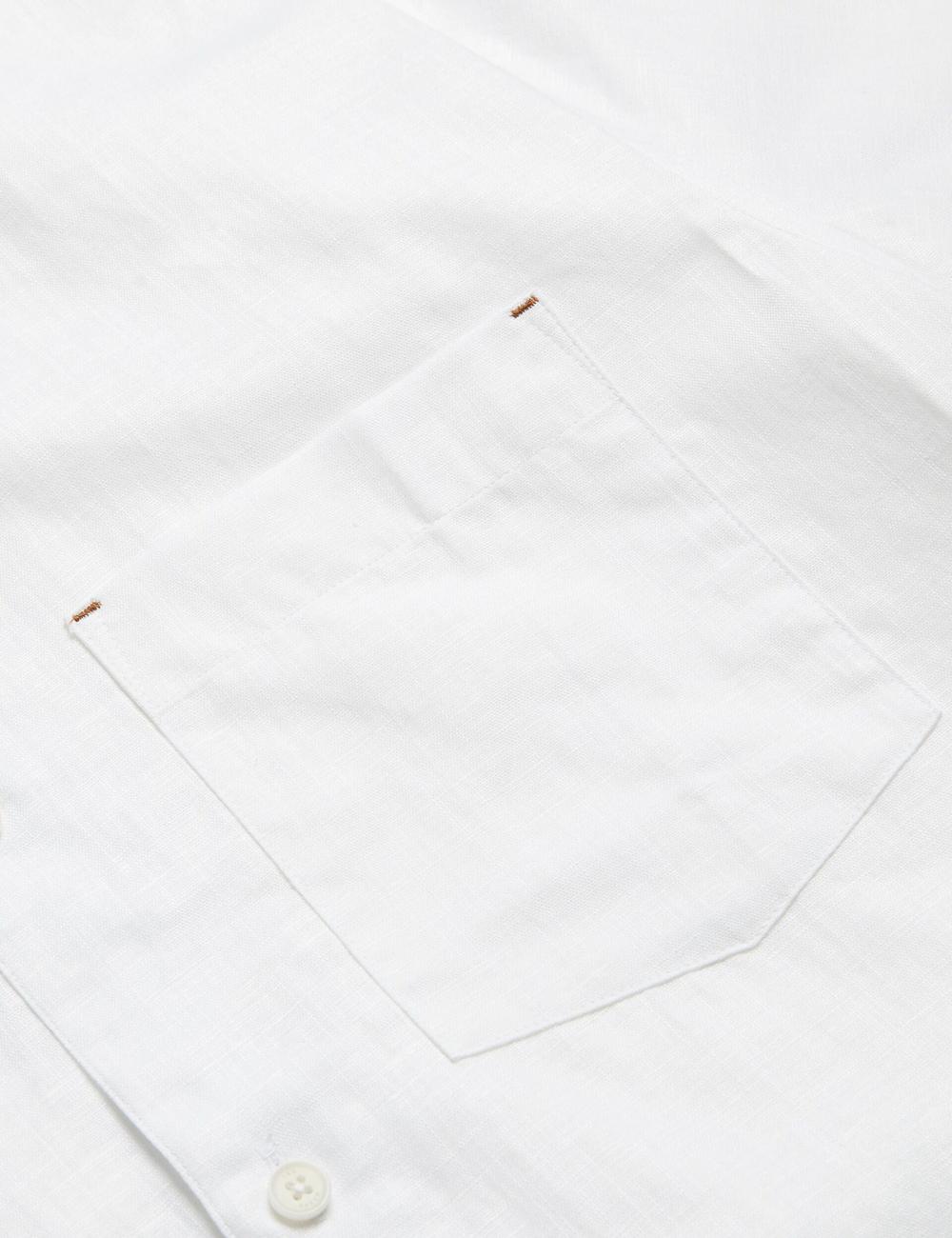 White Men Ted Baker PALOMAS - Short Sleeve Textured Linen Cotton Casual Shirts | SA  ZIQ-482951