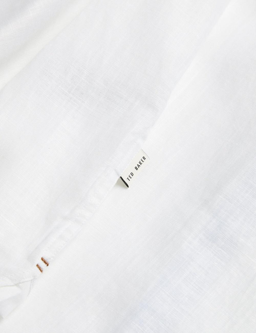 White Men Ted Baker PALOMAS - Short Sleeve Textured Linen Cotton Casual Shirts | SA  ZIQ-482951