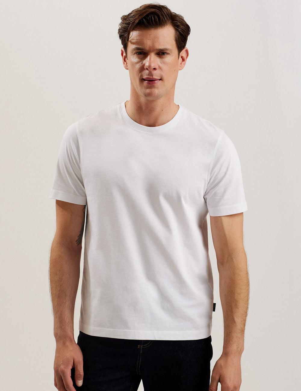 White Men Ted Baker TYWINN - Classic Crew Neck Cotton T-Shirts | SA  EOV-630527