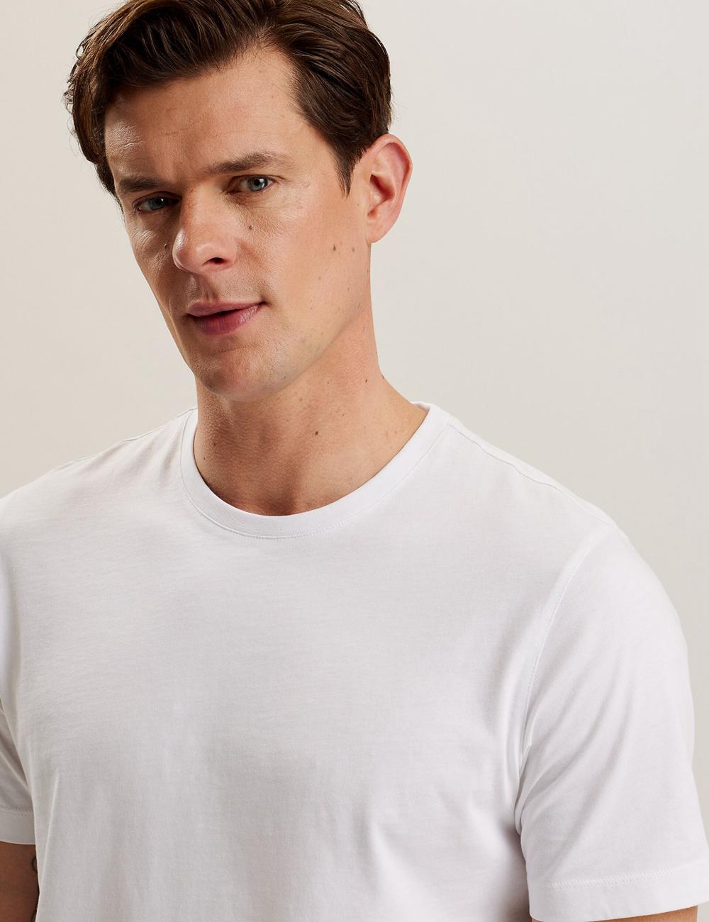 White Men Ted Baker TYWINN - Classic Crew Neck Cotton T-Shirts | SA  EOV-630527
