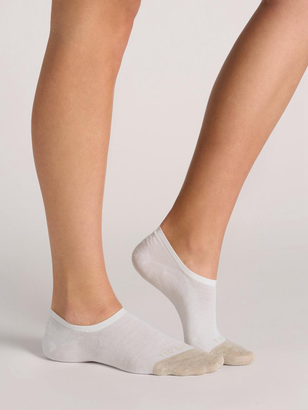 White Women Ted Baker 3 Pack Contrast Toe Liner Trainer Socks | SA  OIL-605781