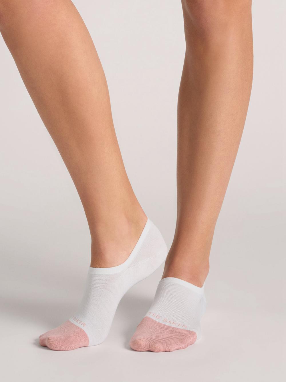 White Women Ted Baker 3 Pack Contrast Toe Liner Trainer Socks | SA  OIL-605781