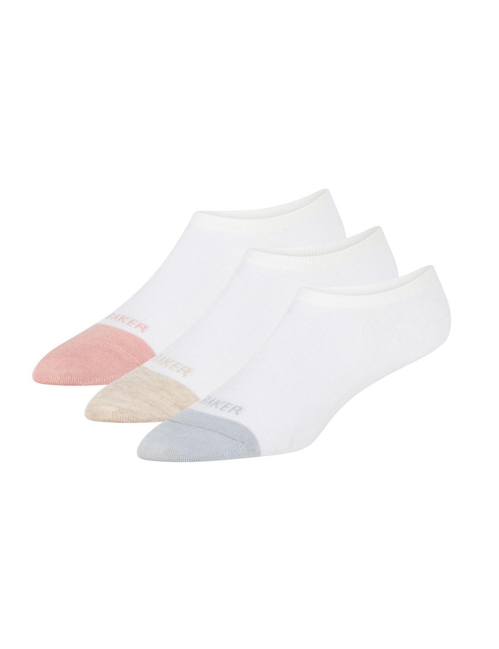 White Women Ted Baker 3 Pack Contrast Toe Liner Trainer Socks | SA  OIL-605781