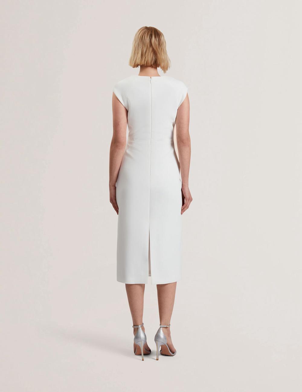 White Women Ted Baker BAYREE - Folded Neckline Pencil Midi Dresses | SA  NAF-340216