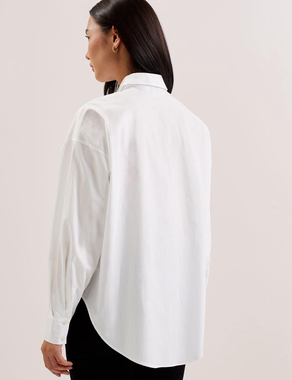 White Women Ted Baker IZOTE - Oversized Drop Shoulder Bib Detail Casual Shirts | SA  LPN-642058