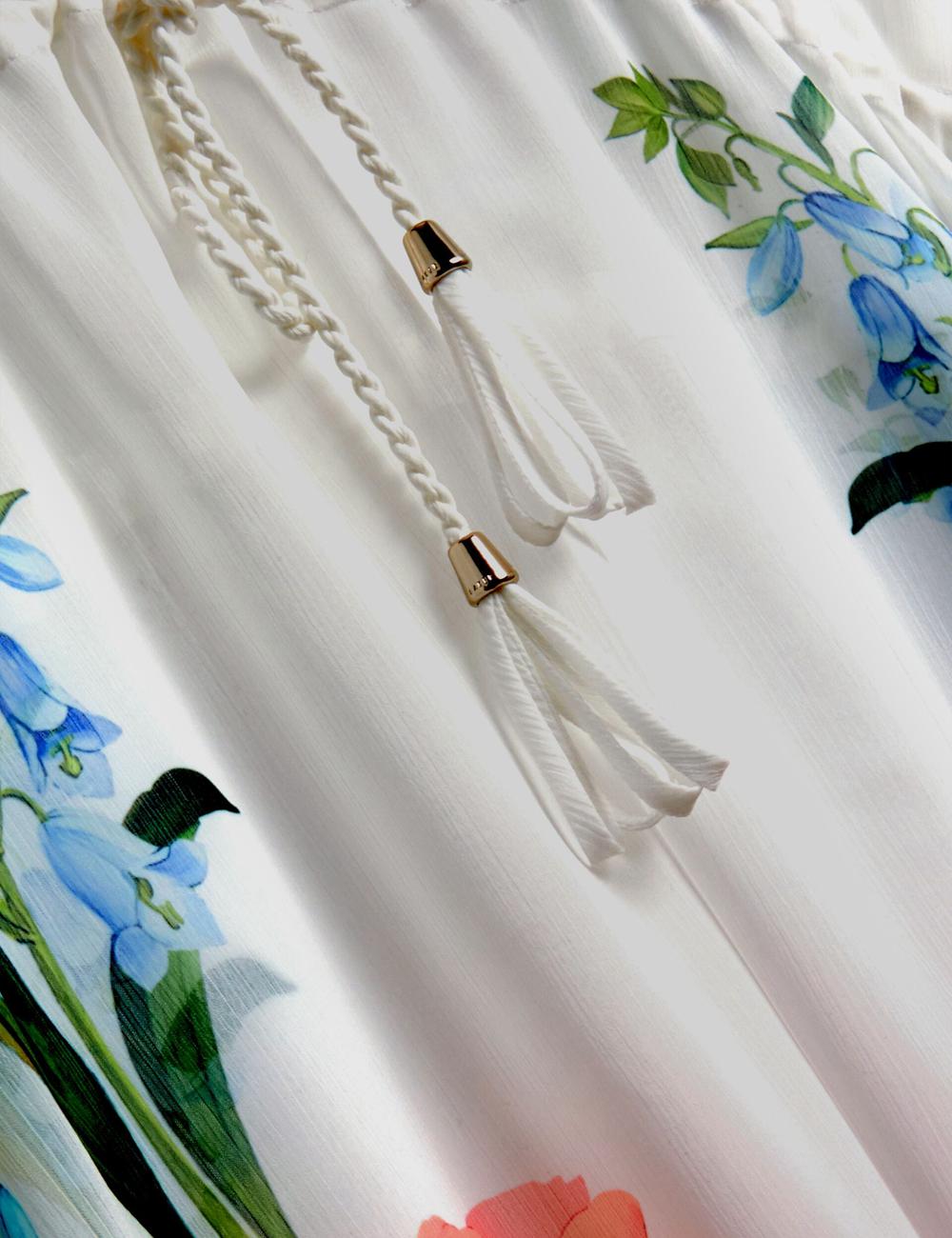 White Women Ted Baker LUUSAA - Floral V-Neck Maxi Kaftan Beach Dress Cover Ups | SA  QZX-810524