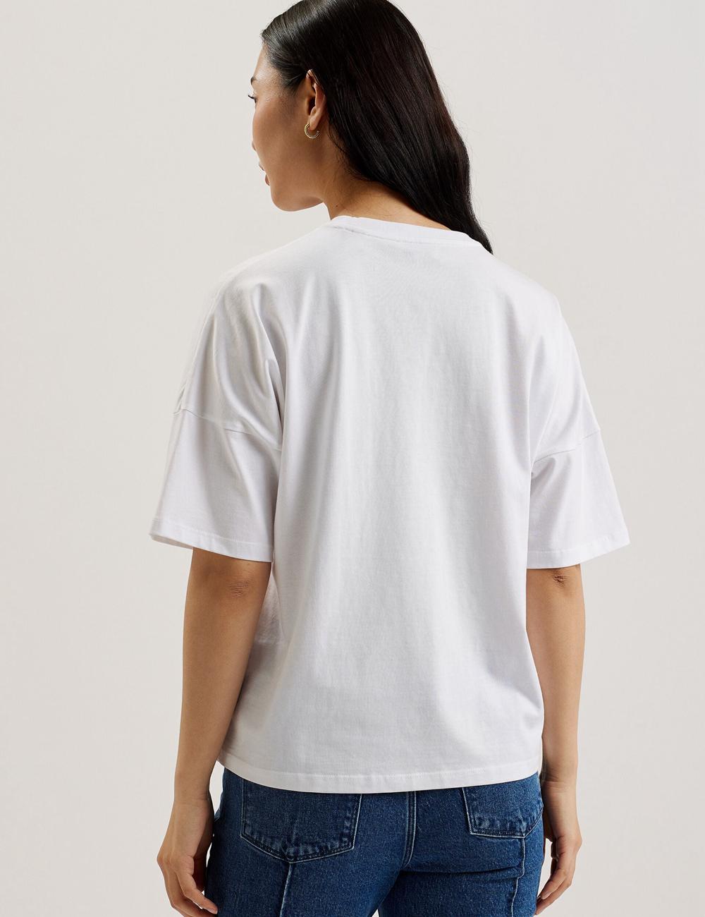 White Women Ted Baker MALORRY - Embroidered Logo Boxy Cotton T-Shirts | SA  LEN-435928