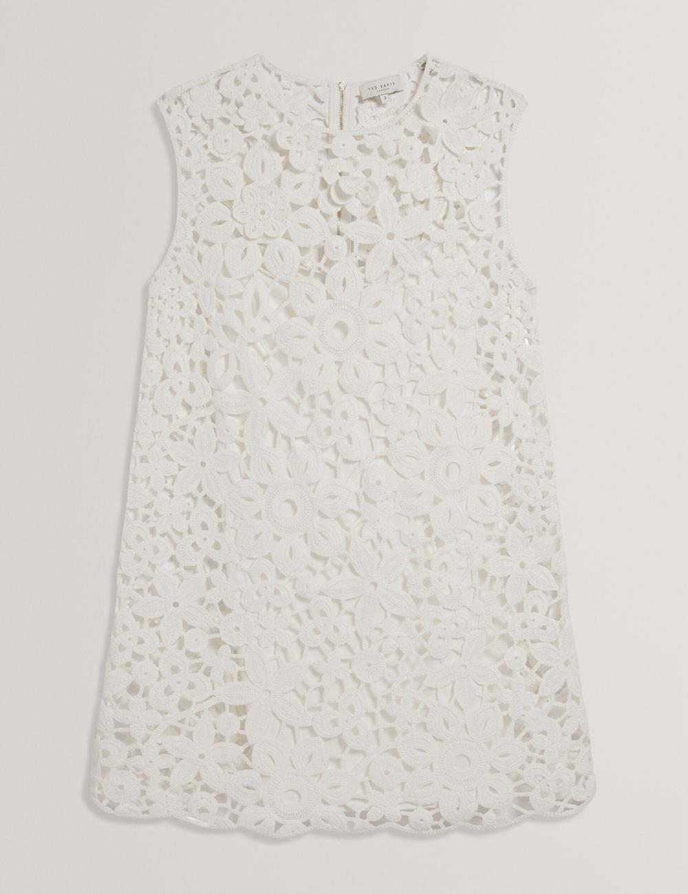 White Women Ted Baker MIIKKA - Crochet Sleeveless Shift Mini Dresses | SA  VCS-293754
