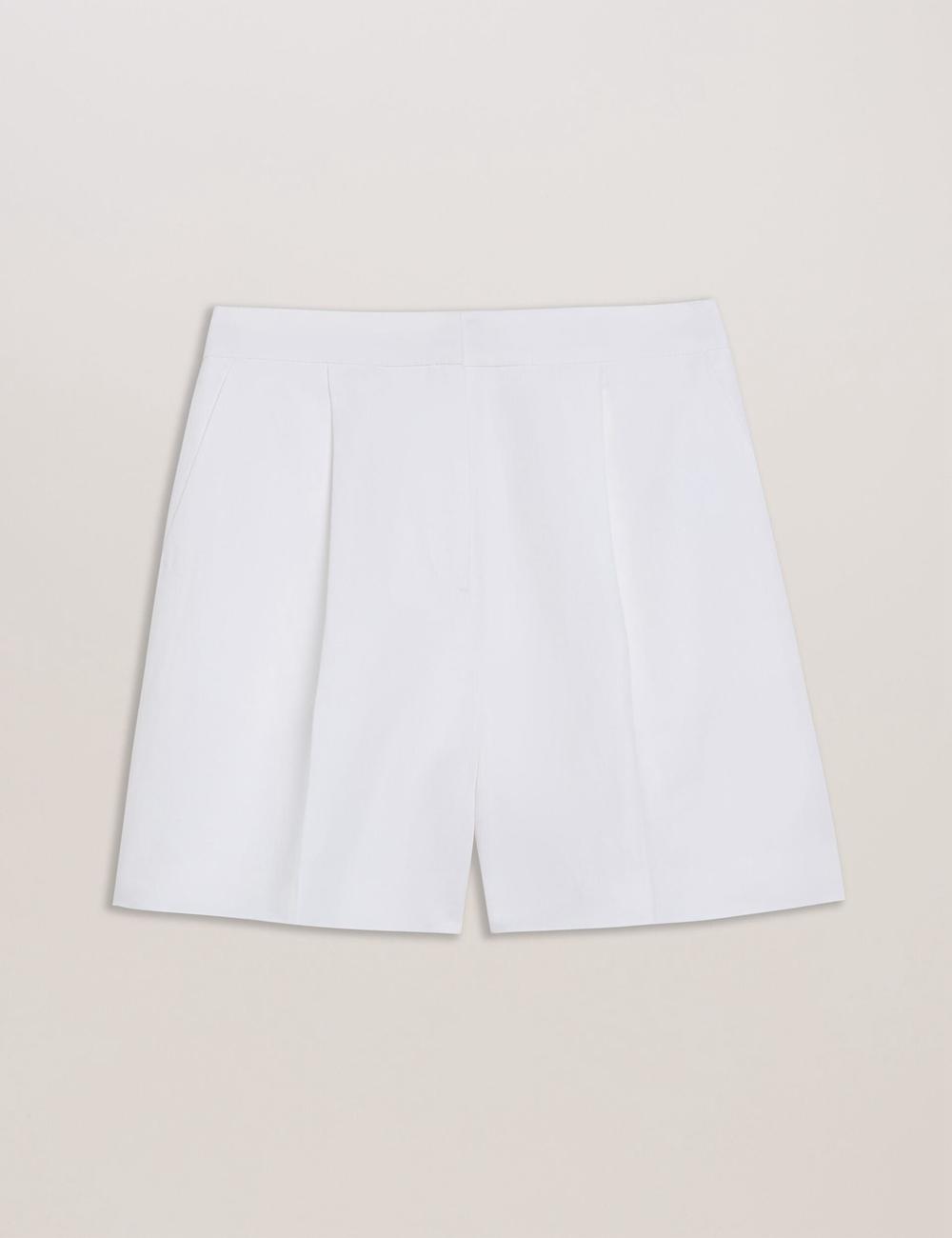 White Women Ted Baker MUSUBSH - High Waisted Pleated Tailored Shorts | SA  NAW-208147