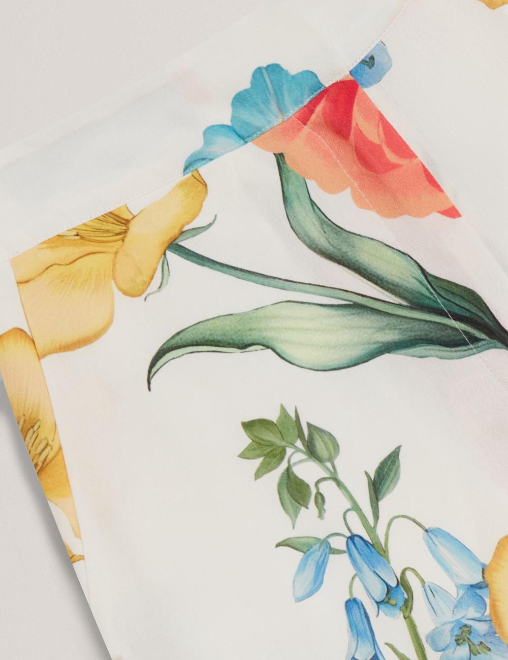 White Women Ted Baker NYMPHAT - Floral Print High Waisted Wide Leg Trousers | SA  QRH-403657