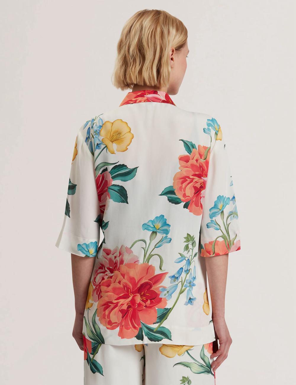 White Women Ted Baker NYMPHA - Floral Short Sleeve Oversized Blazers | SA  HEW-584602