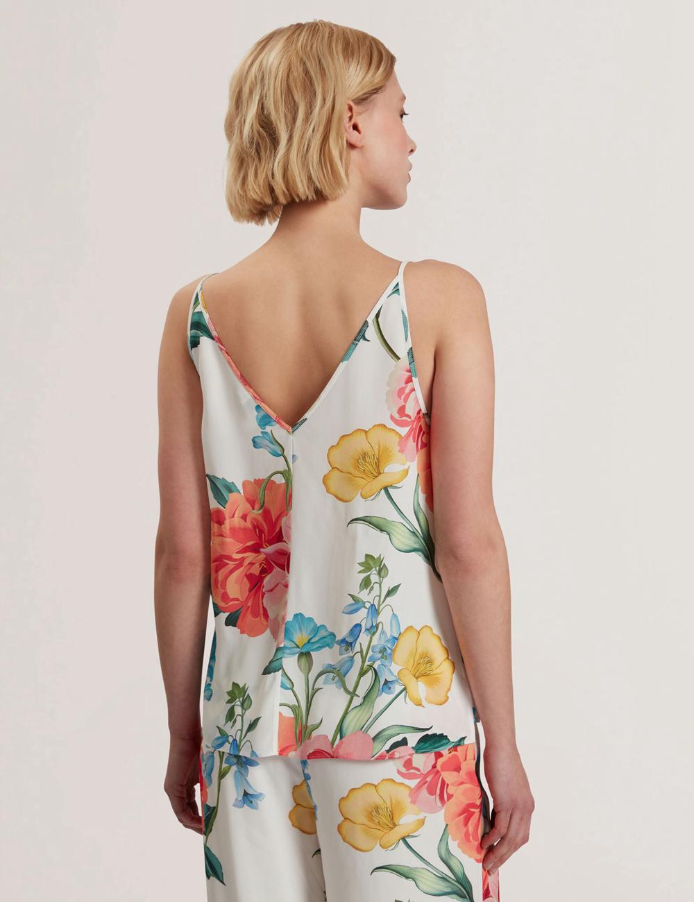 White Women Ted Baker PURRLA - Floral Print Scoop Neck Sleeveless Tops | SA  QHG-807493