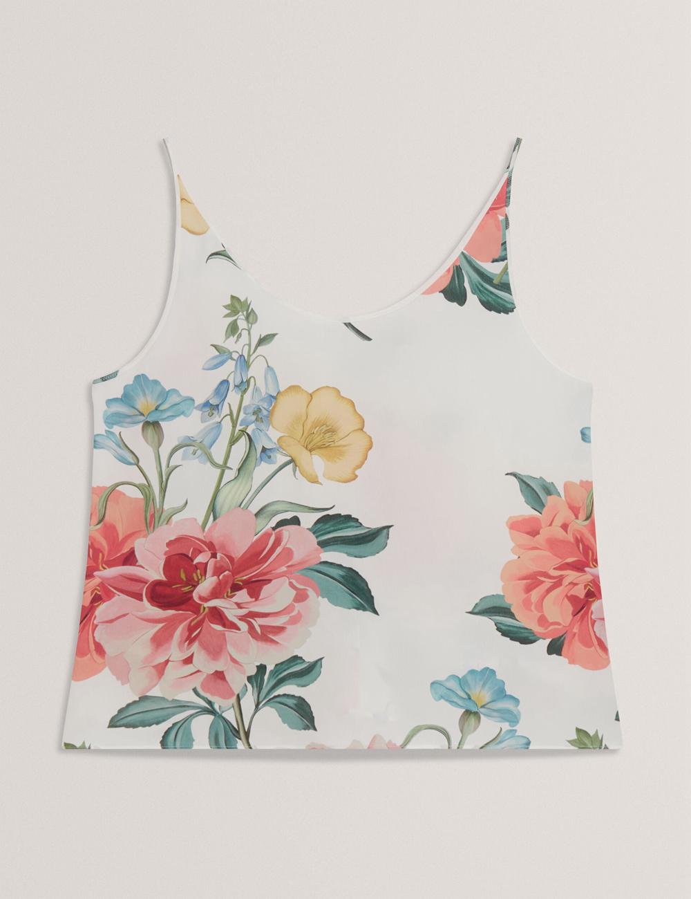 White Women Ted Baker PURRLA - Floral Print Scoop Neck Sleeveless Tops | SA  QHG-807493
