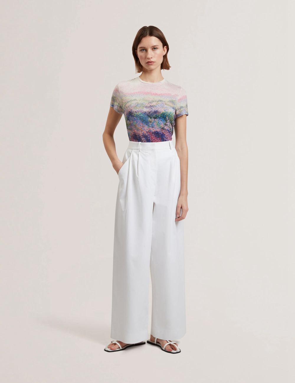 White Women Ted Baker ZOZIA - Pleated High Waist Wide Leg Trousers | SA  FEY-678491